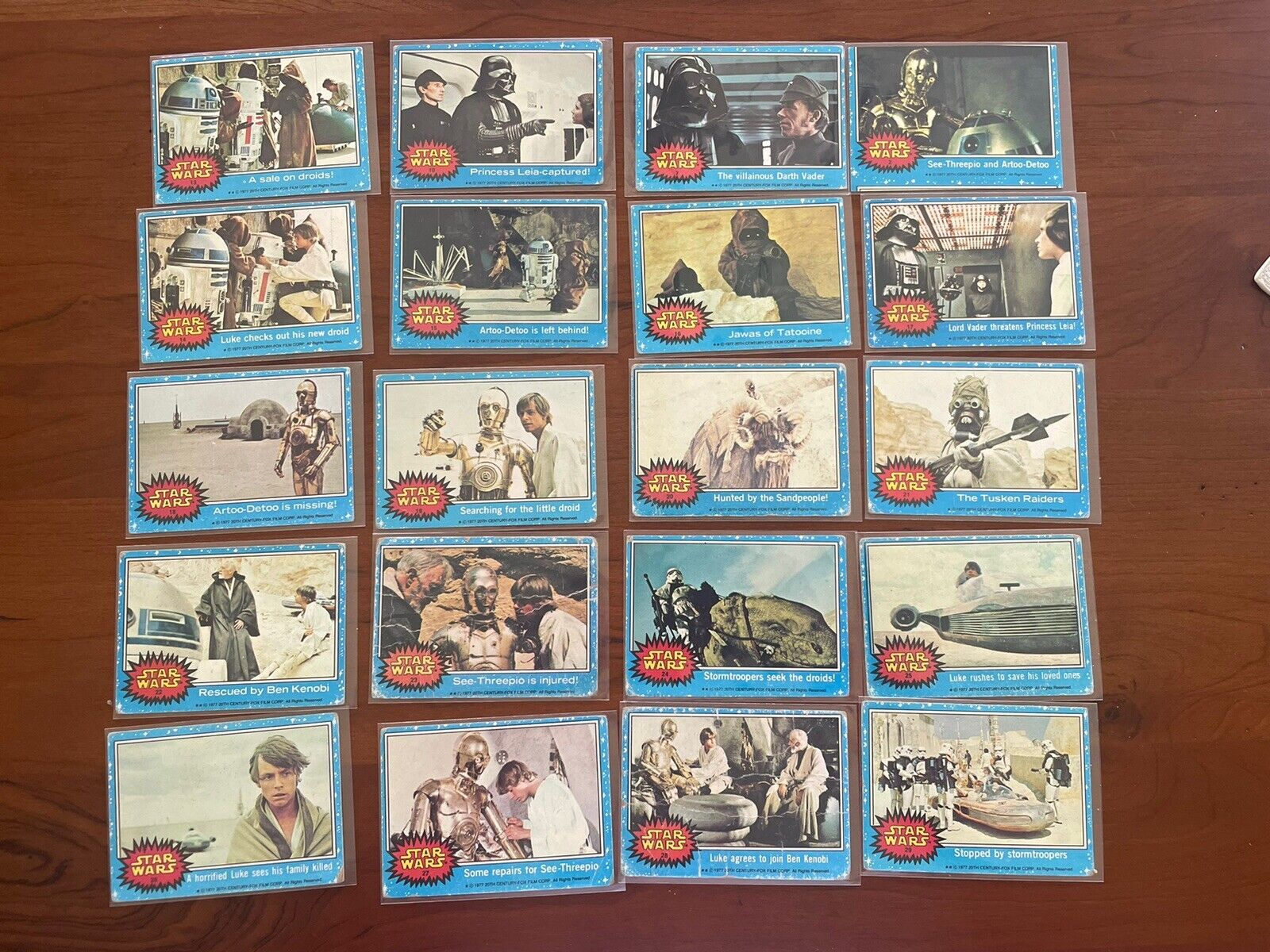 Vintage 1977 Star Wars Trading Cards - Lot Of 20 (Blue Series 1) No Dupes