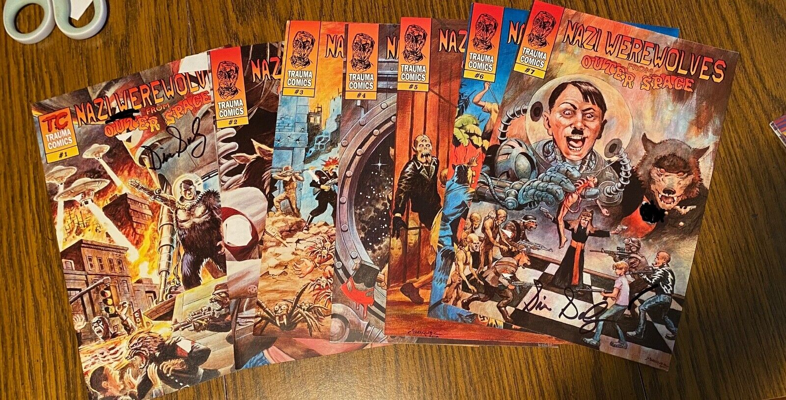 Nazi Werewolves from Outer Space #1-7  Group. Signed bythe creator/writer.