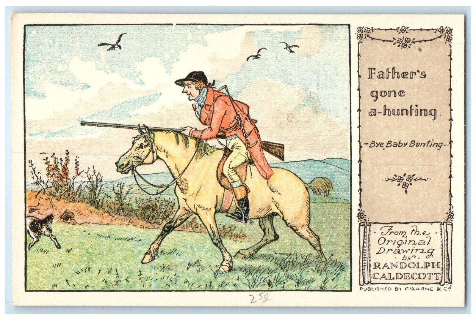 c1910's Father's Gone Hunting Drawing Randolph Caldecott's Pictures Postcard