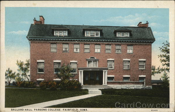 1948 Fairfield,IA Ballard Hall,Parsons College Jefferson County Iowa Postcard