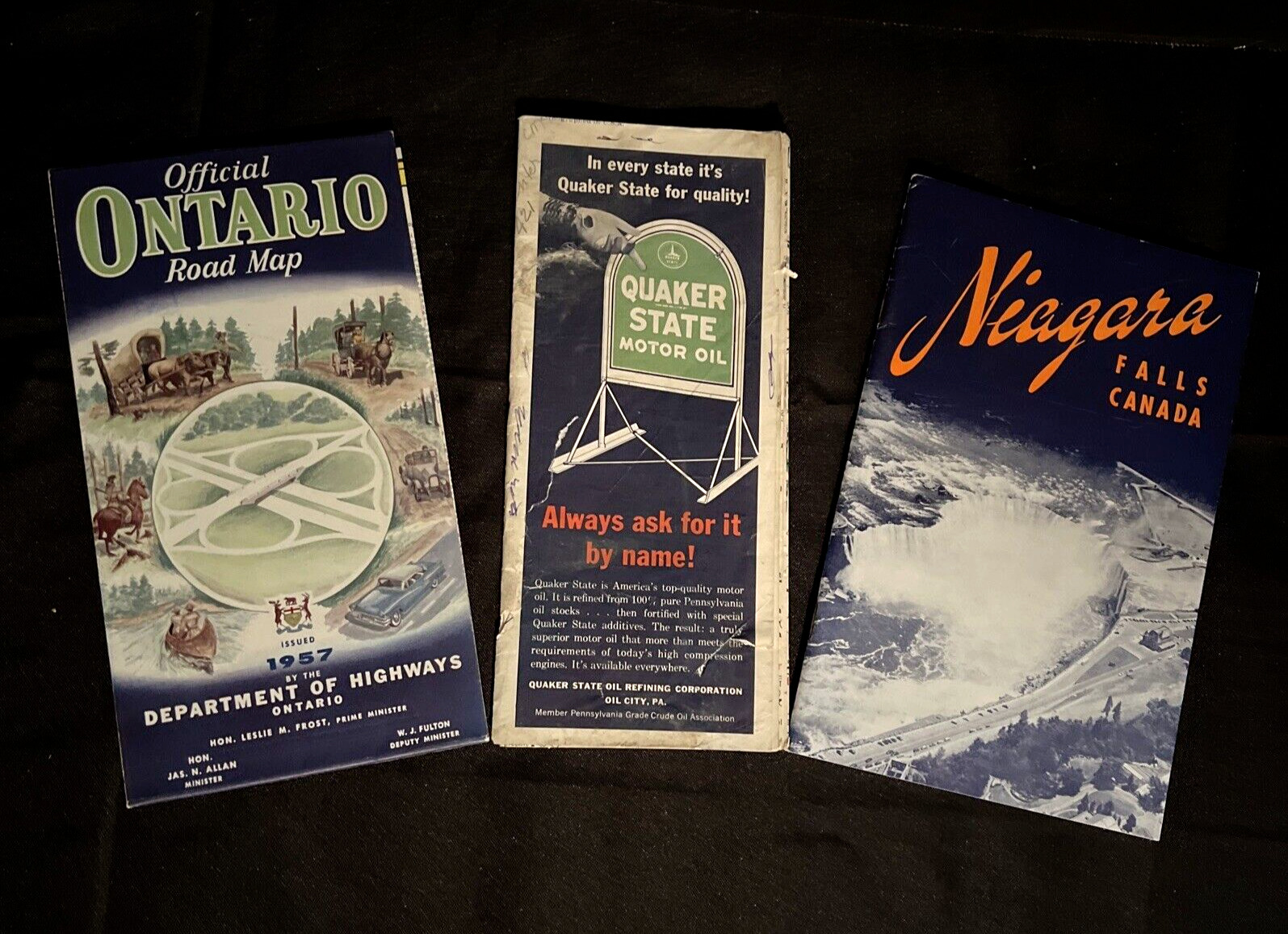 Vintage Canada Roadmap And Travel Brochure Lot Of 3 Niagara Falls Ontario Quaker