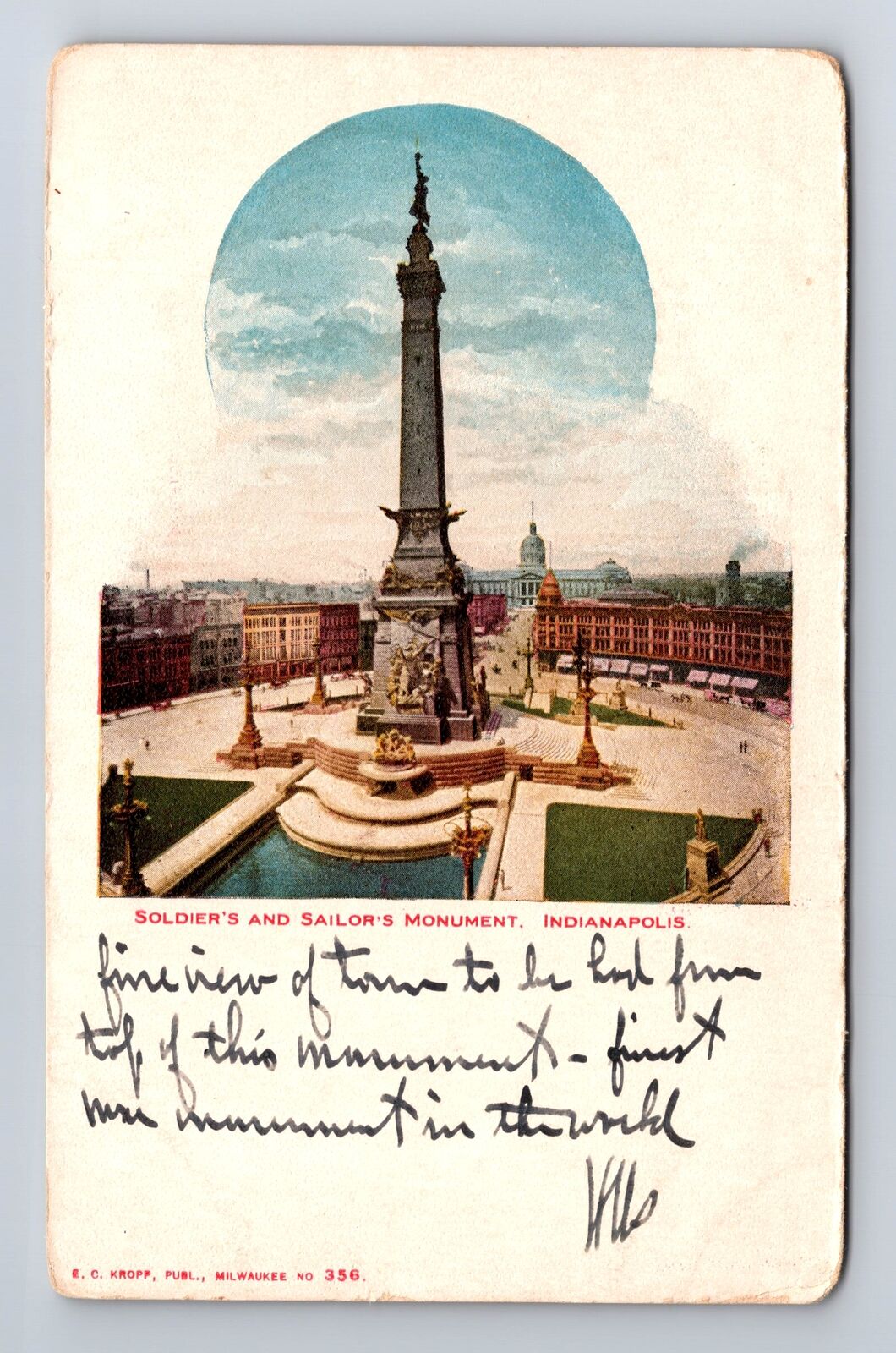 Indianapolis IN-Indiana, Soldier's and Sailor's Monument, Vintage Postcard