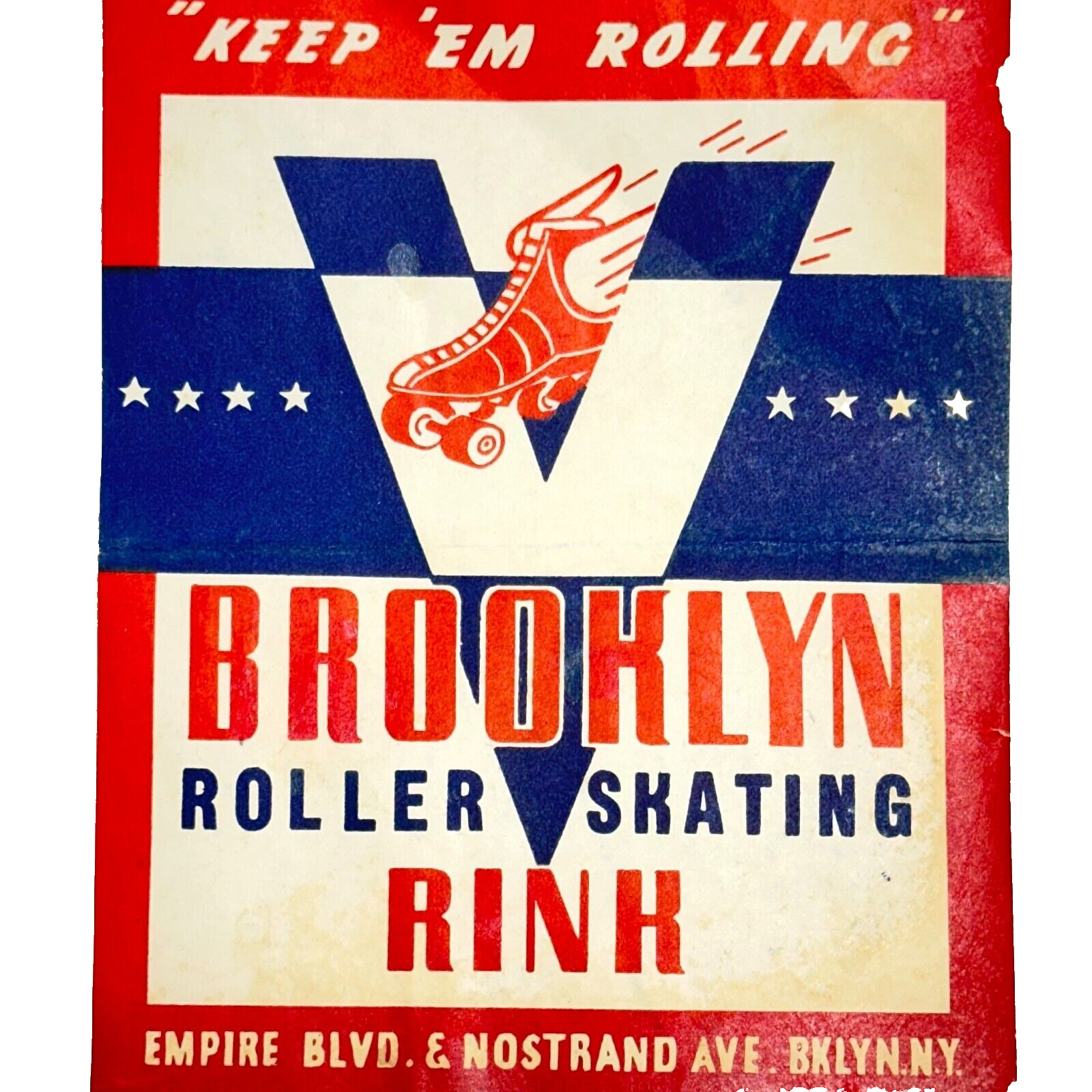 1940s Roller Skating Label Brooklyn Roller Skating Rink Keep Em Rolling \