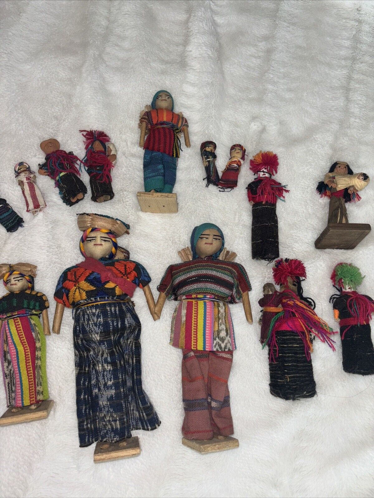 Lot Of 15 Vintage Ethnic Folk Art Dolls. Different Sizes 