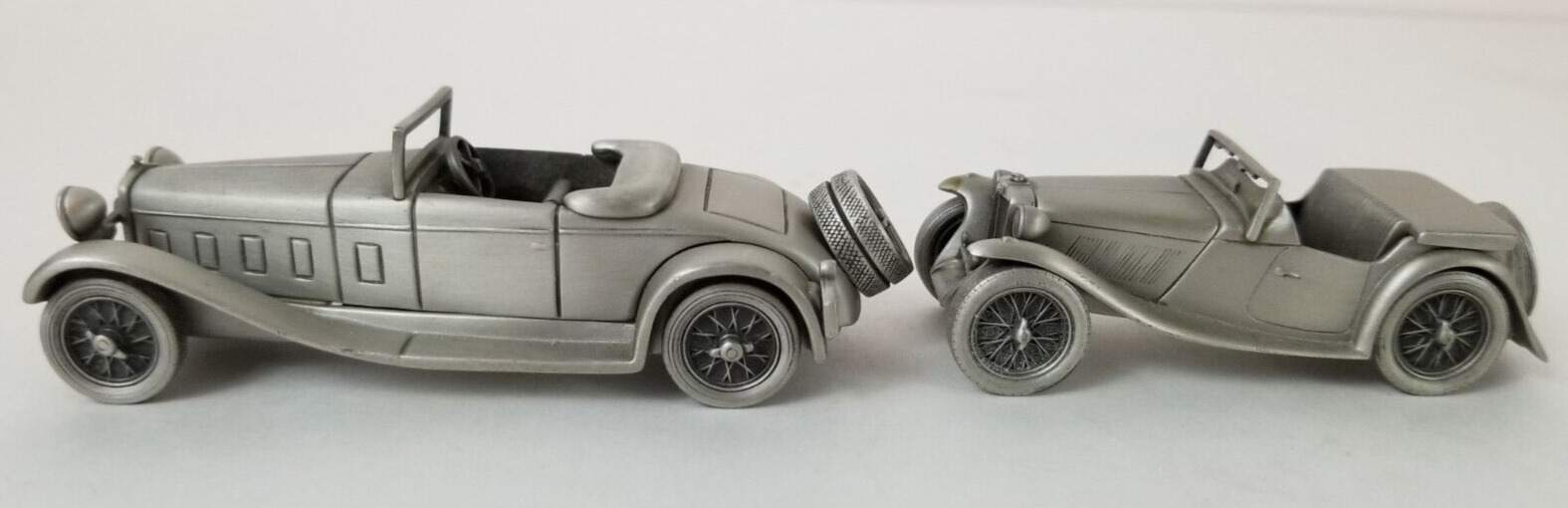 2 Classic Cars Of The World By The Danbury Mint Pewter 1932 Delage & 1948 MG-TC