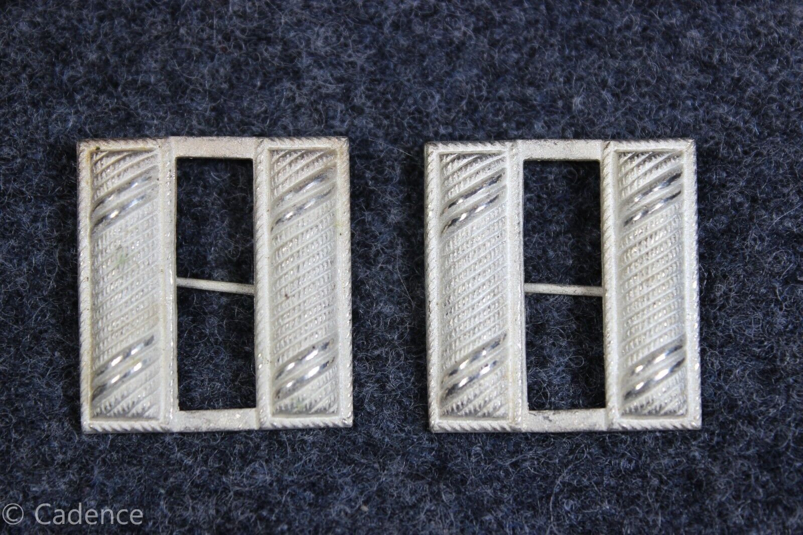 US WW1 FULL Size Silver Hollow Back Pin Captain\'s Rank Bars Matched Pair M990