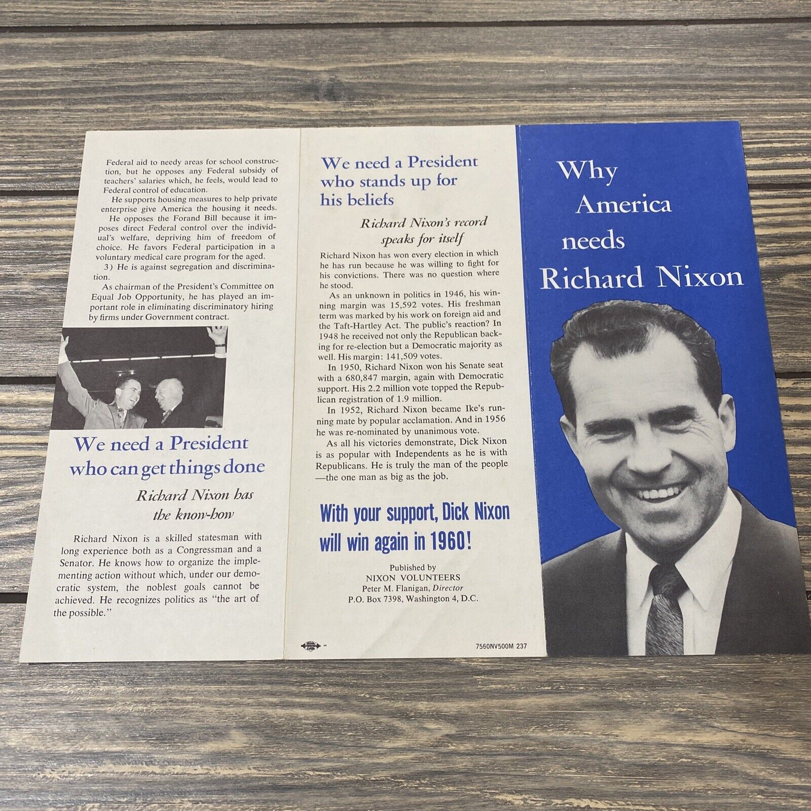 Vintage Why America Needs Richard Nixon Pamphlet Brochure