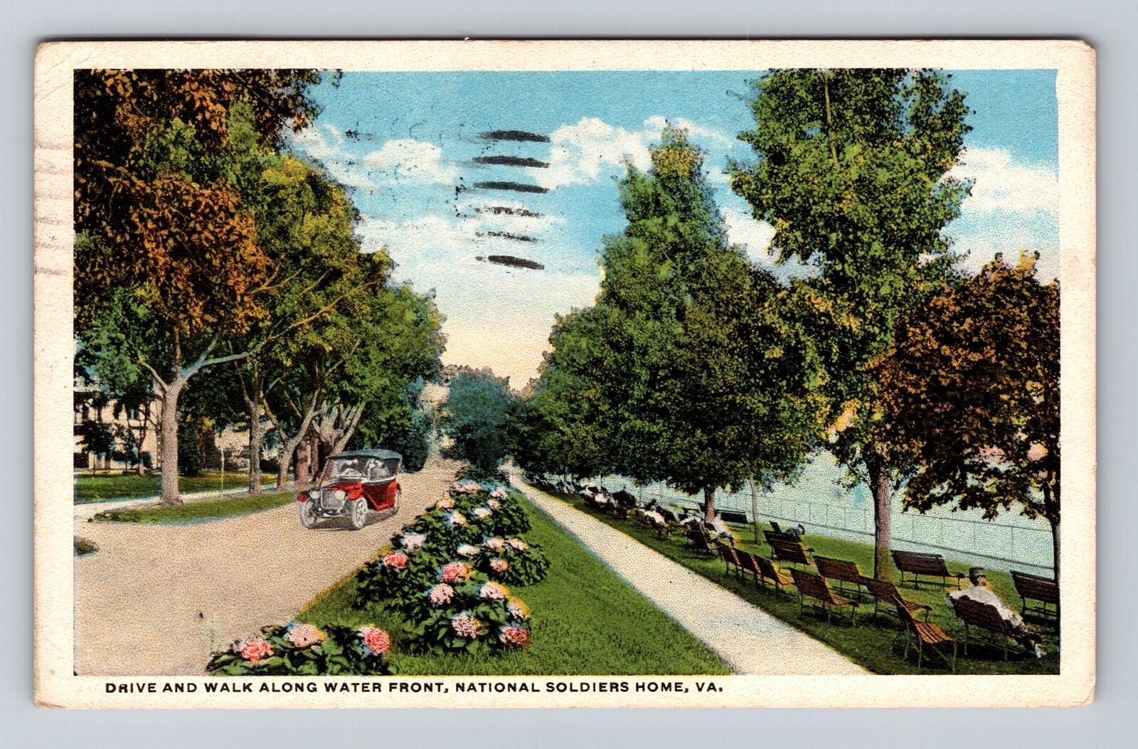 VA-Virginia, Drive And Walk Along Water, Soldiers Home, Vintage c1918 Postcard