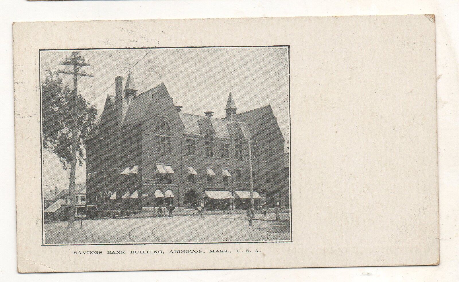 Savings Bank Building ABINGTON MA Vintage 1904 Massachusetts Postcard