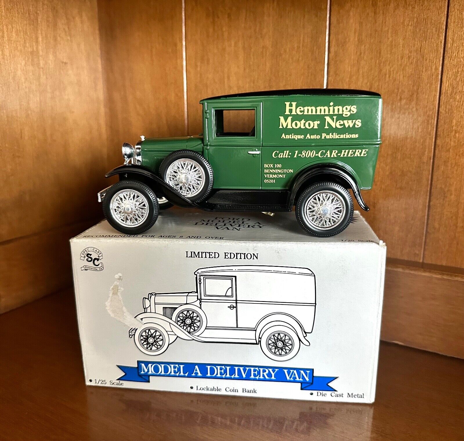 Hemmings Motor News Ford Model Delivery Van 1:25 Coin Bank With Box and key