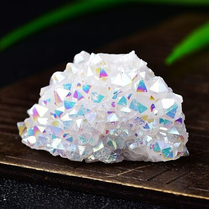 80-100g Raw Aura Cluster Rainbow Angel Titanium Geode Quartz Crystal Specimen