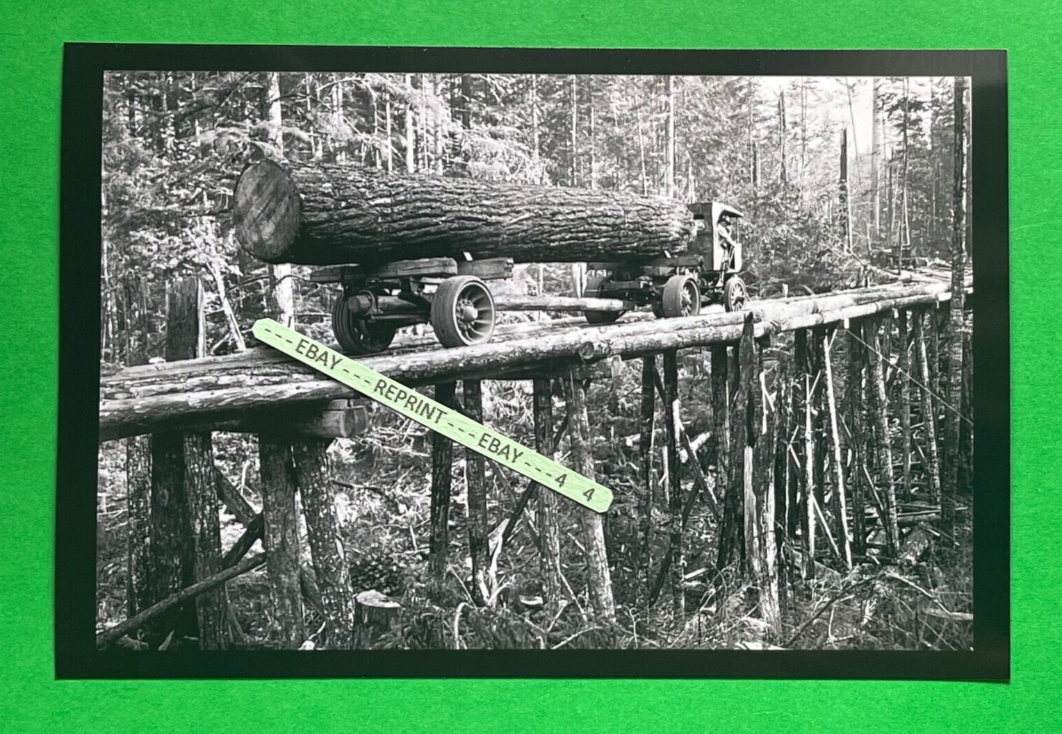 Found PHOTO of an Old Lumber Log Hauling Tractor Truck on Logging Bridge