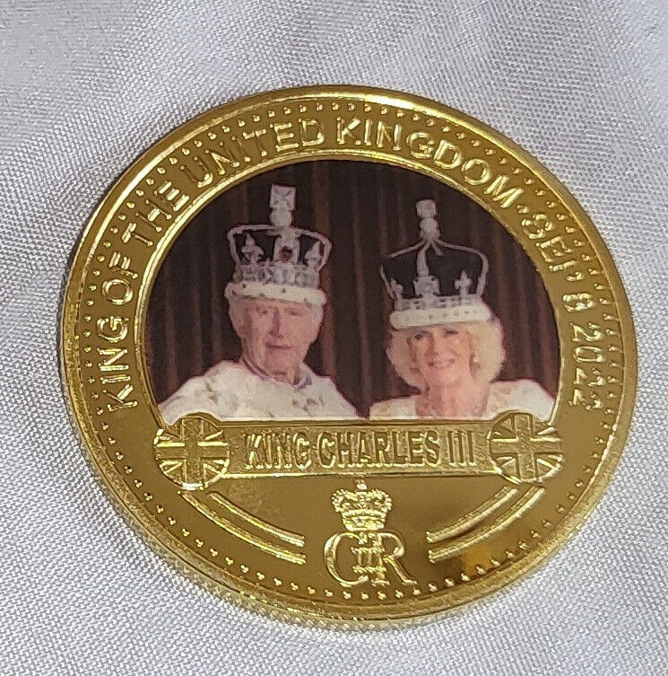 King Charles III & Queen Camilla Coronation Gold Coin 2023 God Save The Crown UK