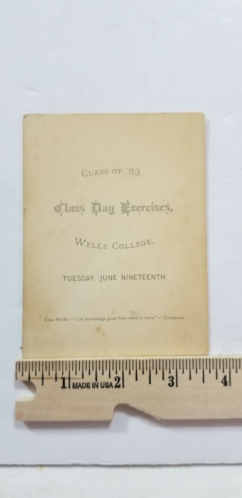 Antique 1883 CLASS DAY EXERCISES BROCHURE Wells College New York Pamphlet B3