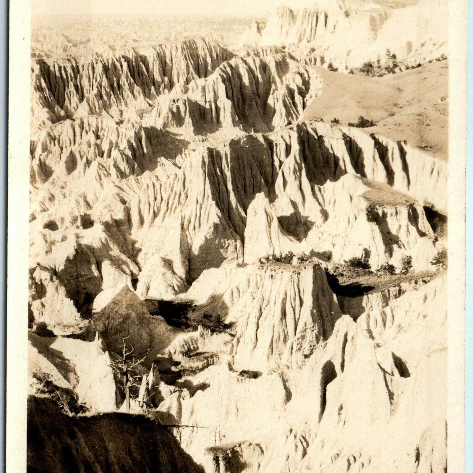 c1930s South Dakota Badlands Real Photo RPPC Postcard Birds Eye Rock Erosion A37