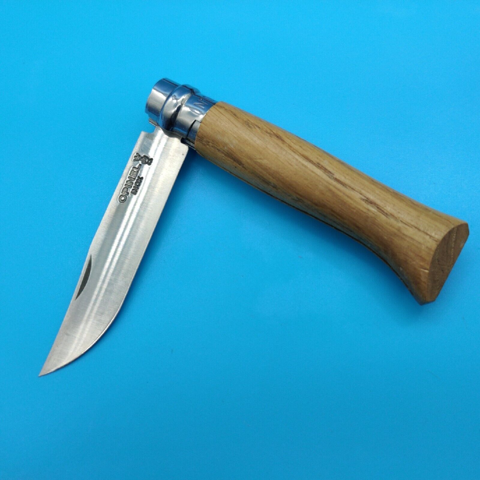 USED Opinel No. 08 INOX Stainless Steel Knife Light Wood Handle