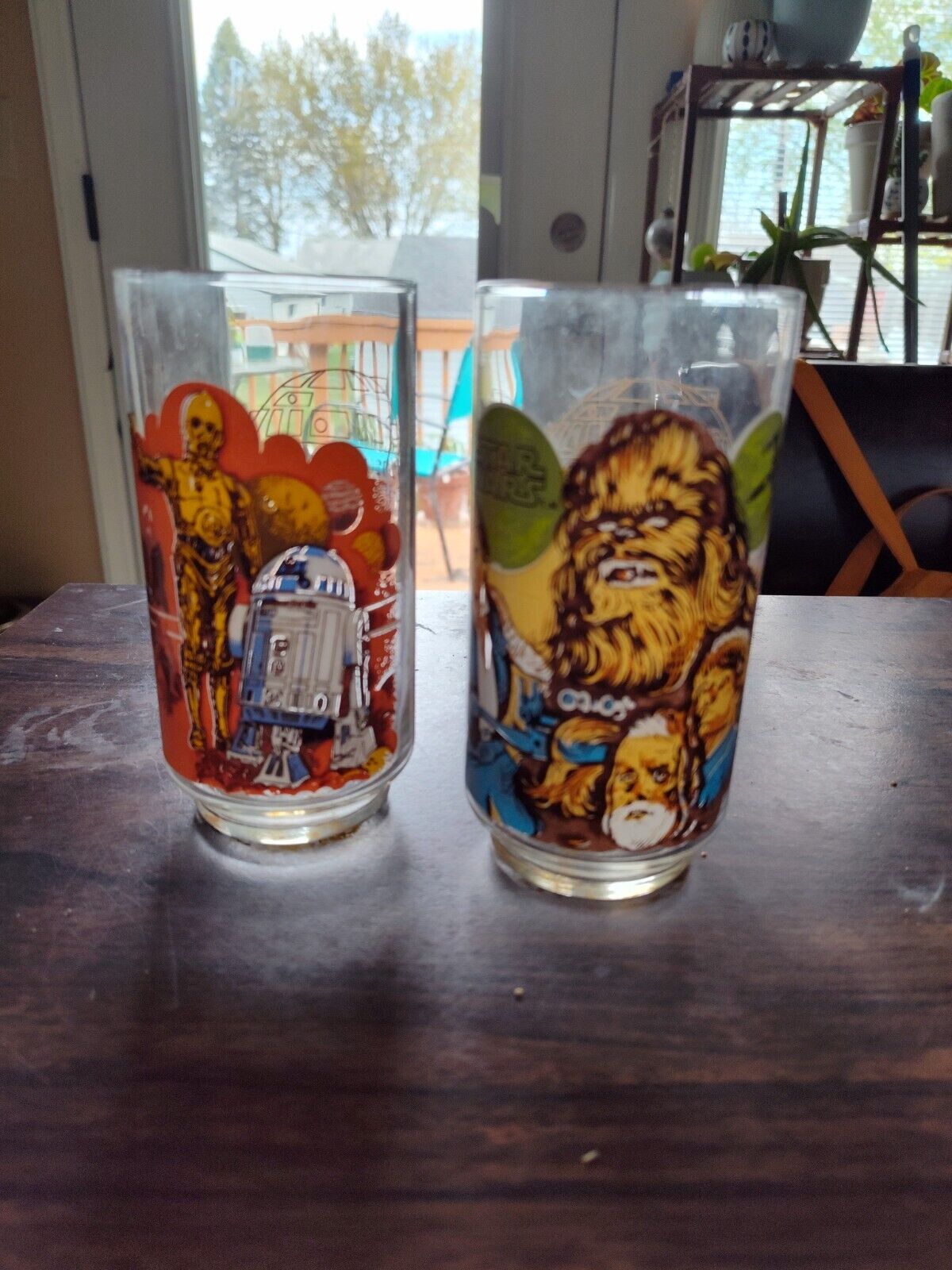 1977 Set Of 2 Star Wars Burger King Coca Cola Glasses Han/Chewie R2-D2/C3PO 