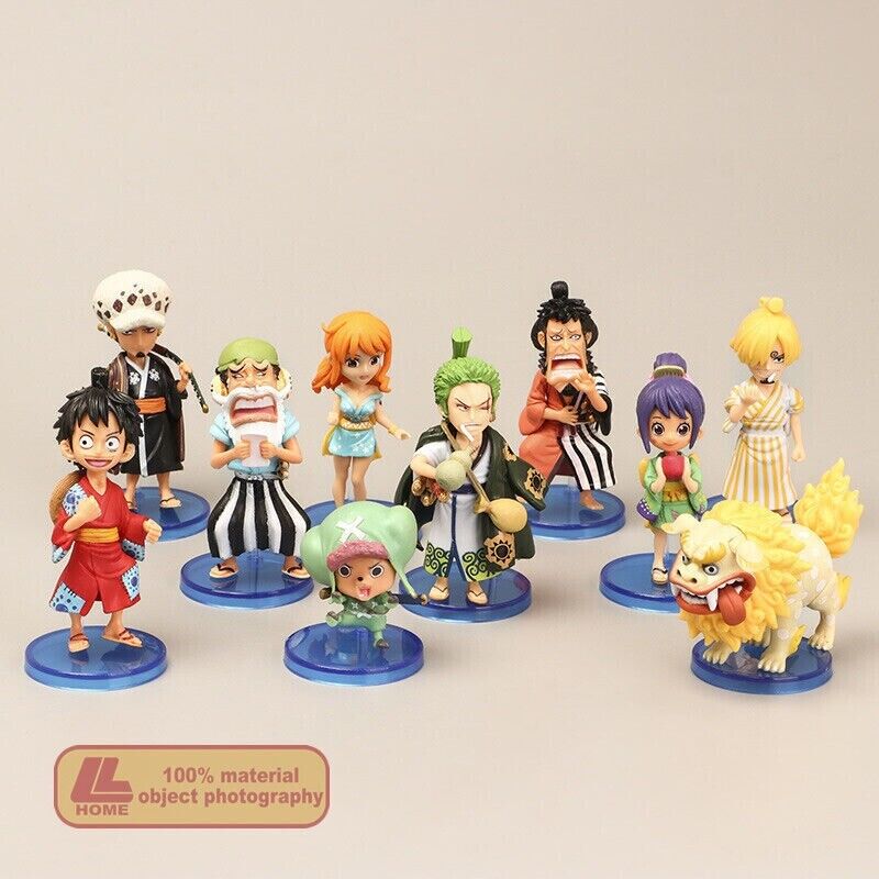 Anime One Piece Luffy Sanji Nami Chopper 10pcs set cute Figure Statue Toy Gift P