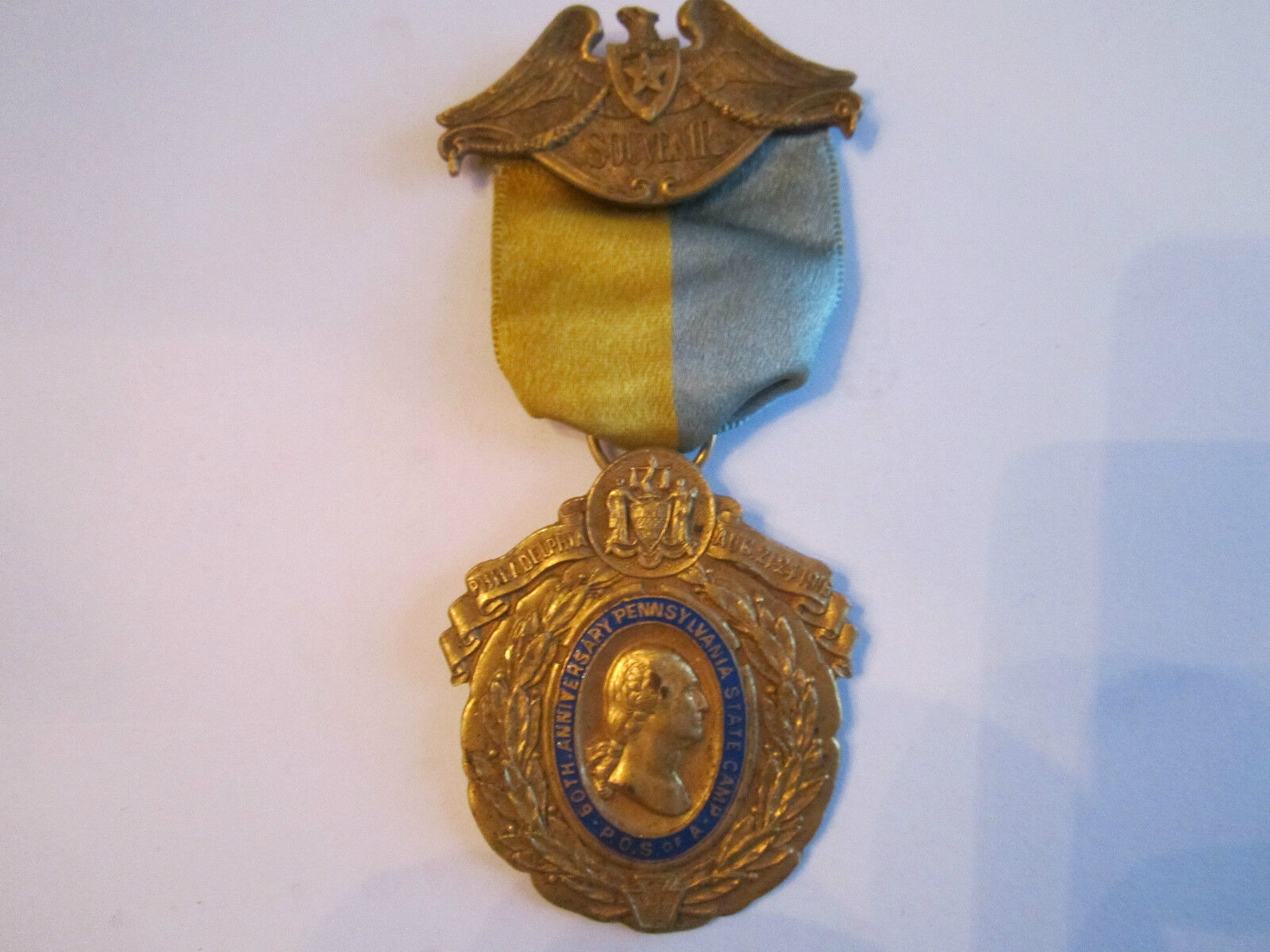1916 STATE OF PENNSYLVANIA STATE CAMP MEDAL - P.O.S. OF A. - 3 1/4\