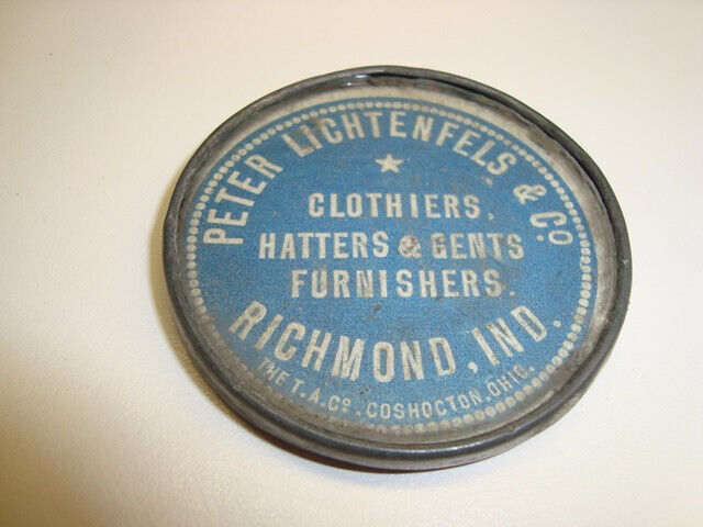 Circa 1890s Peter Lichtenfels Clothiers Pocket Mirror, CRichmond, Indiana