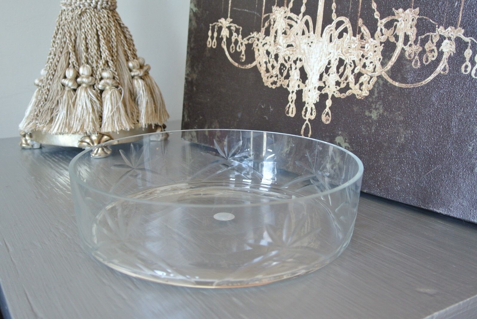 PARTYLITE PINEAPPLE GLASS CANDLE TRAY/BOWL FOR PILLAR, VINTAGE