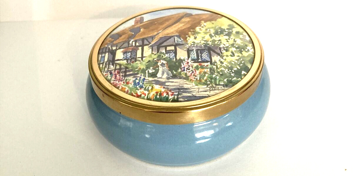 Ray Jenkins Trinket Box Vintage Signed English Country Scene Lovely Condition