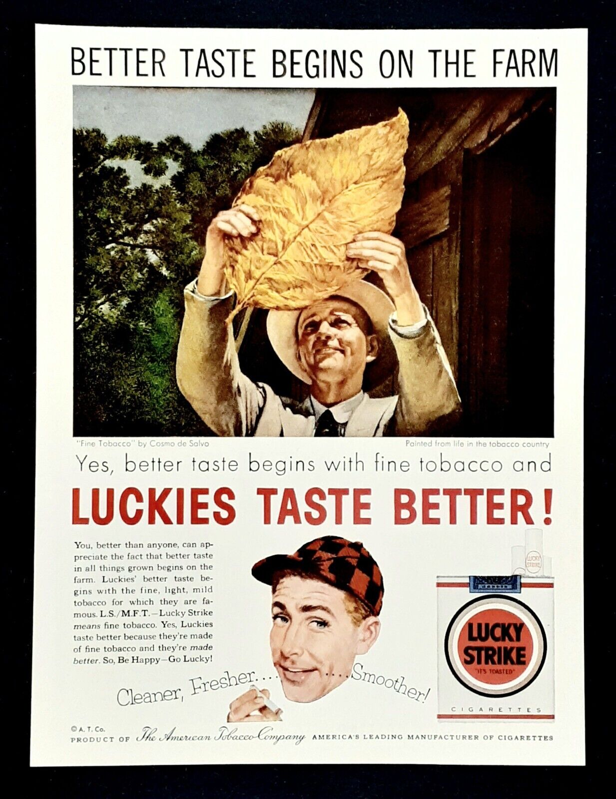 Lucky Strike cigarettes ad vintage 1953 original advertisement