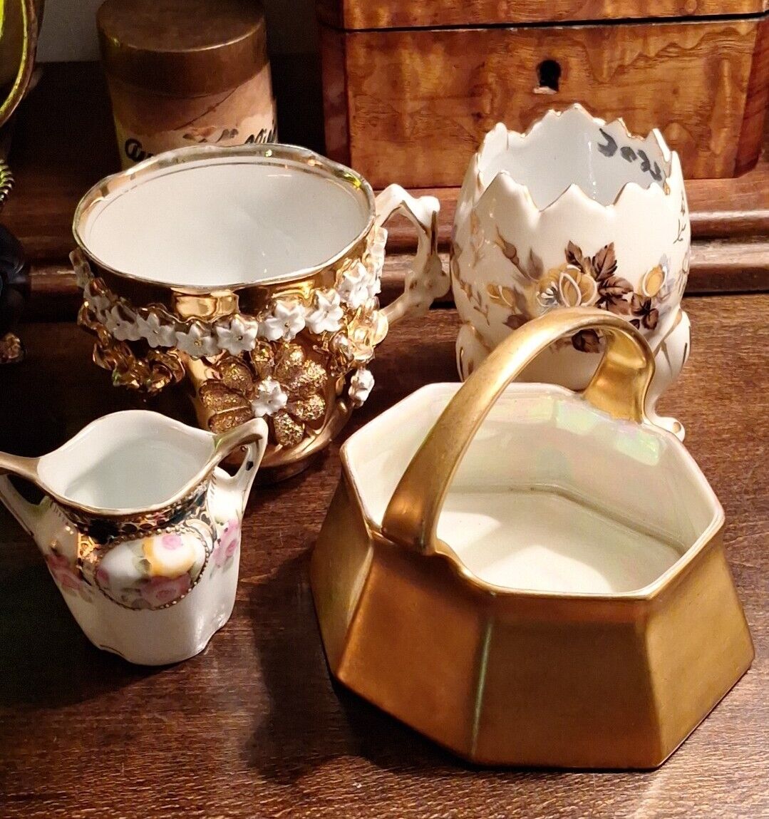 Antique Small Porcelain Ceramics - Lot of 4 from Grandma\'s Closet, Nice