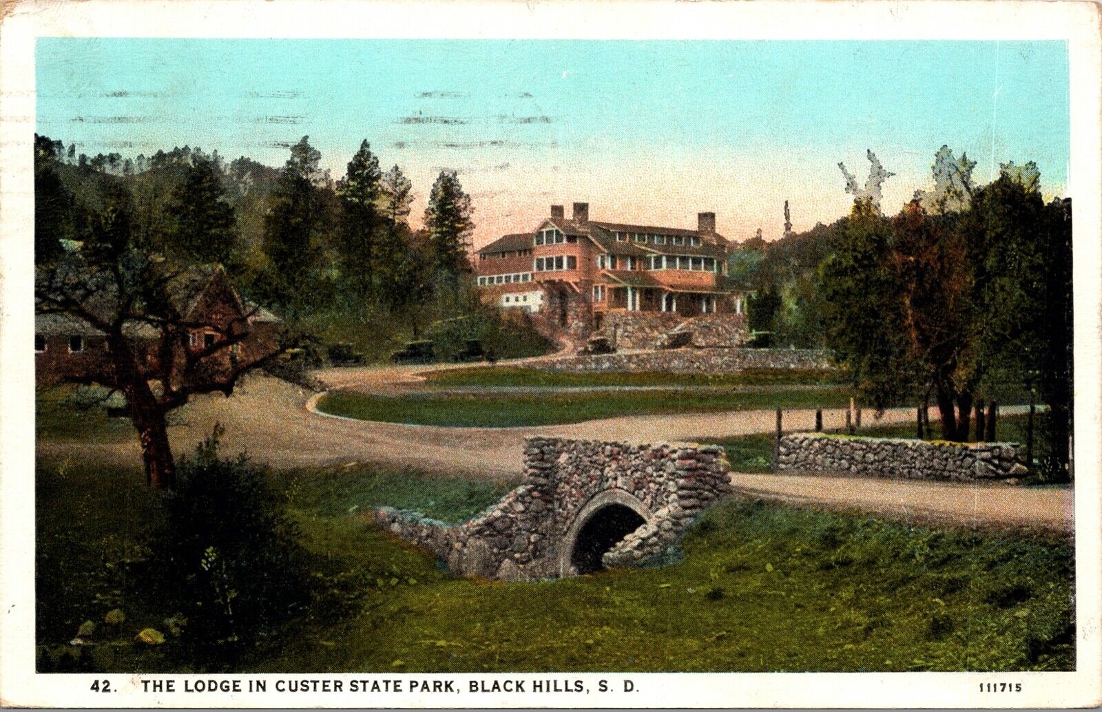 The Lodge Custer State Park Black Hills South Dakota Postcard 1927 White Border