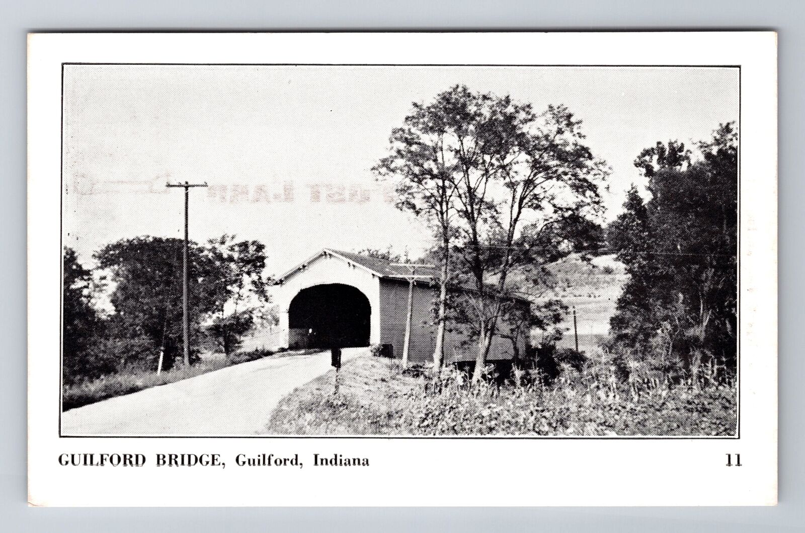 Guilford IN-Indiana, Guilford Covered Bridge, Antique Vintage Souvenir Postcard