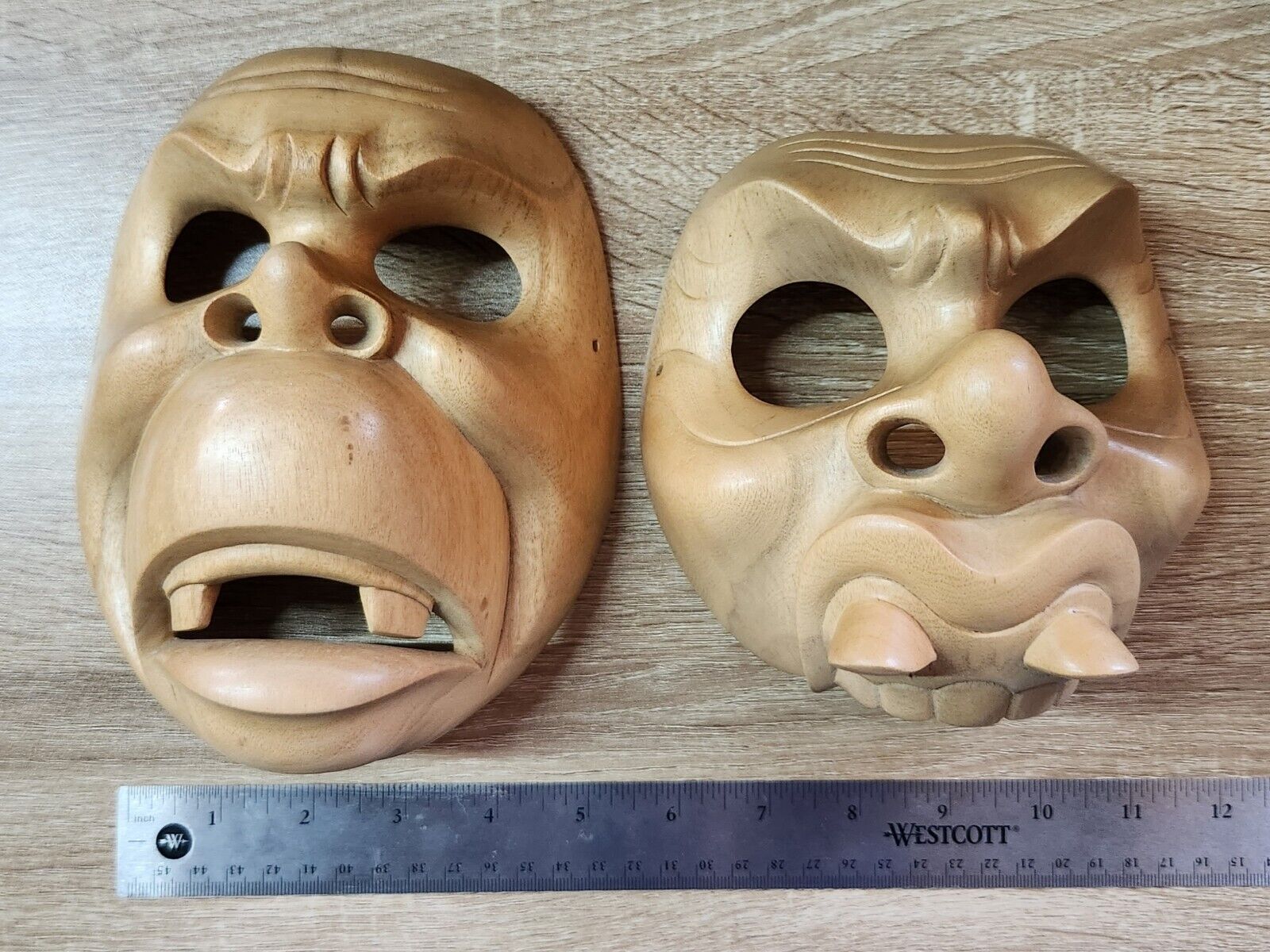 Two Beautiful Indonesian Wooden Mask (s) Hand Carved By Nyoman Naranata Hibiscus