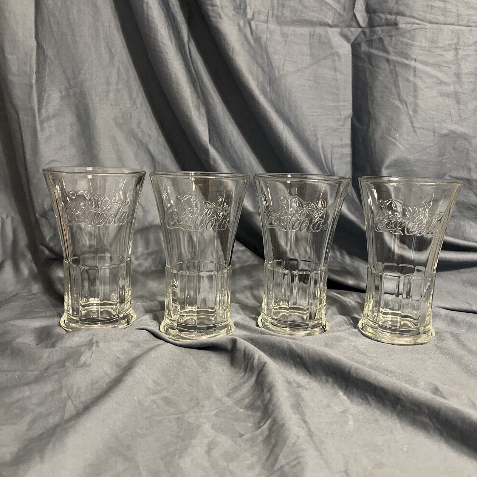 Libbey Coca Cola Set of 4 Flared Wide Mouth Glass Tumbler 16 oz Glass Coke