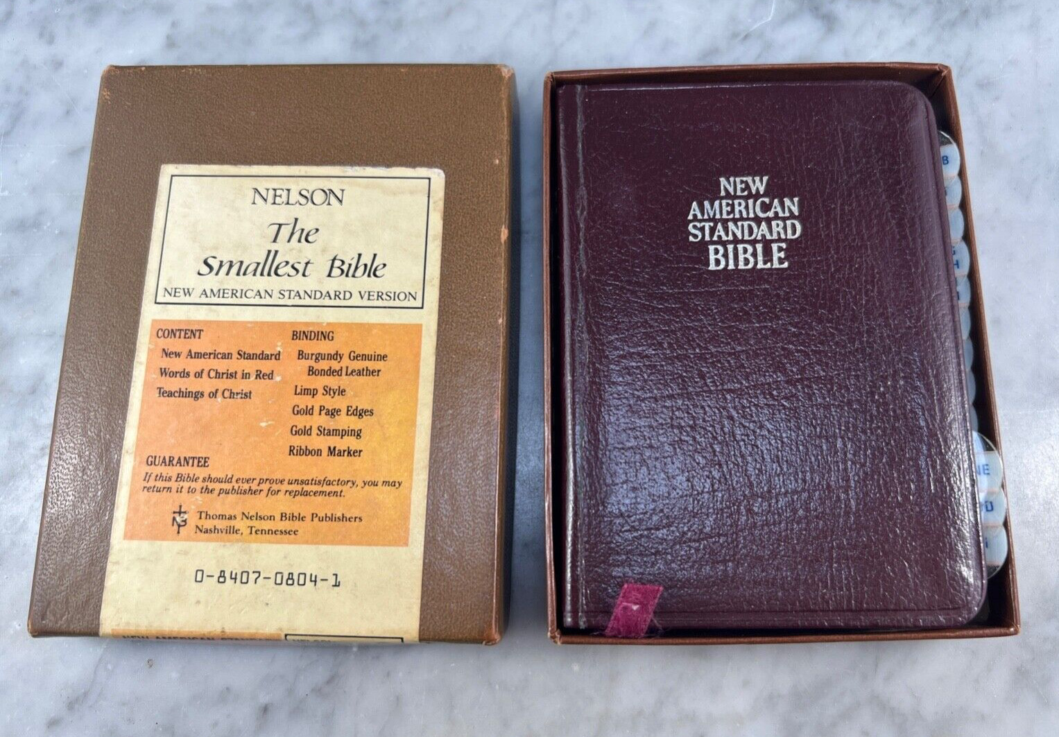 Nelson The Smallest Bible NASB in Original Box Vintage 204BG Leather 1977 VGC