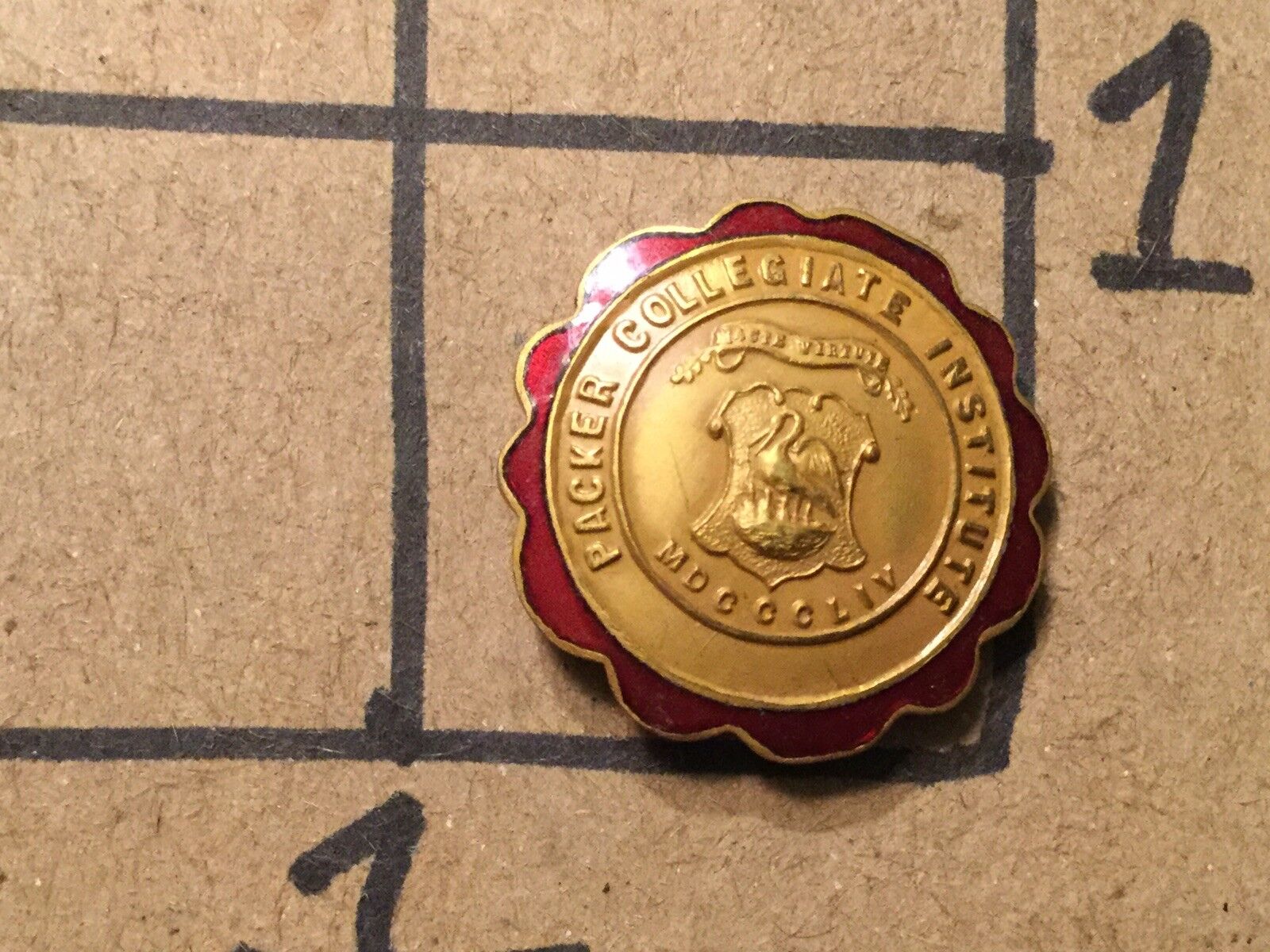 early vintage original school pin: PACKER COLLEGE #2