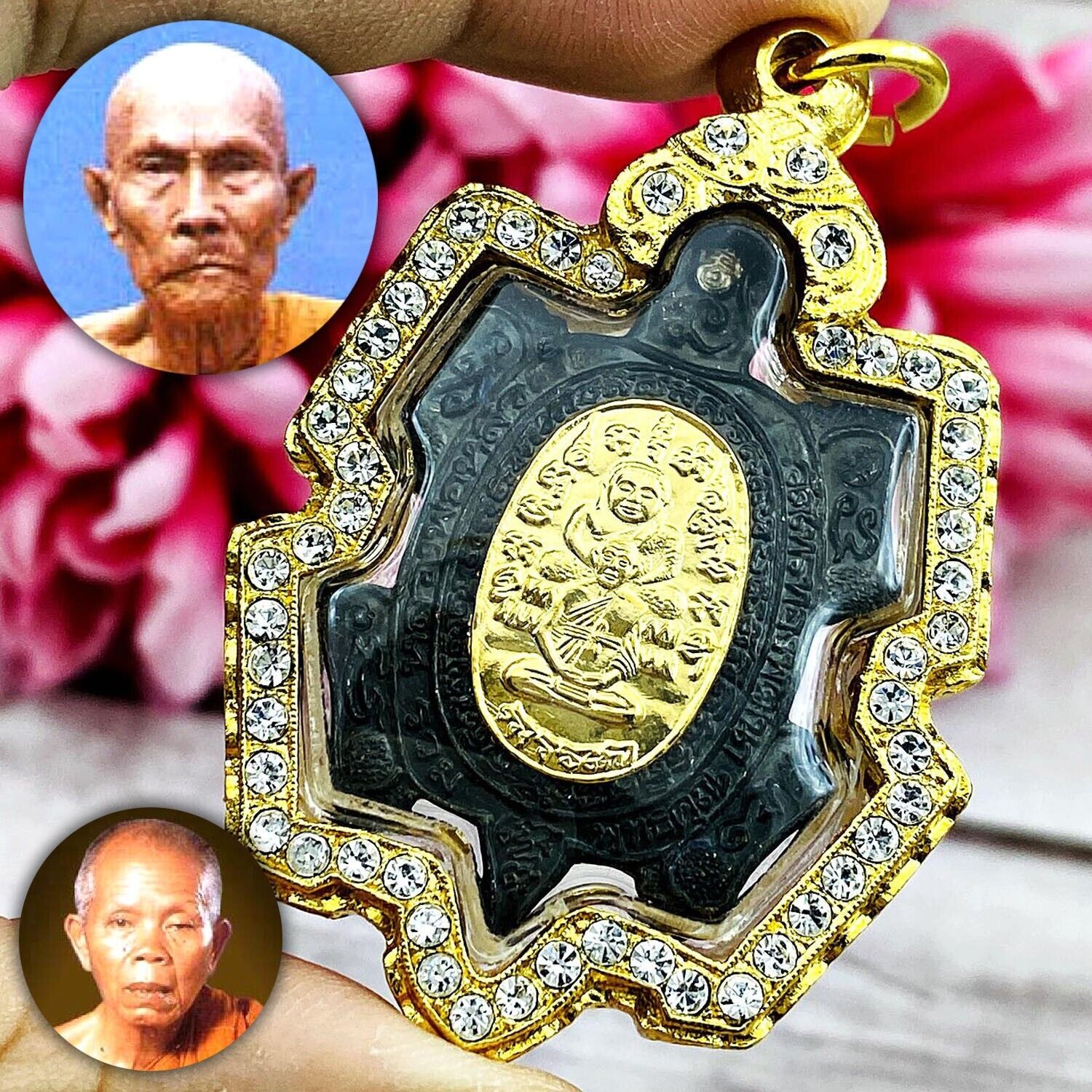 Turtle Sankajai Money Lucky Fortune Koon Liew Gold Mask Be2538 Thai Amulet 17875