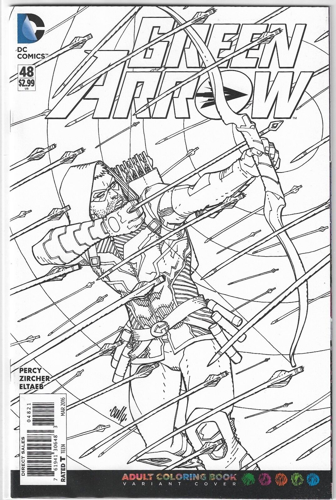 Green Arrow (2016) #48 Adult Coloring Book Variant Cover DC Comics 