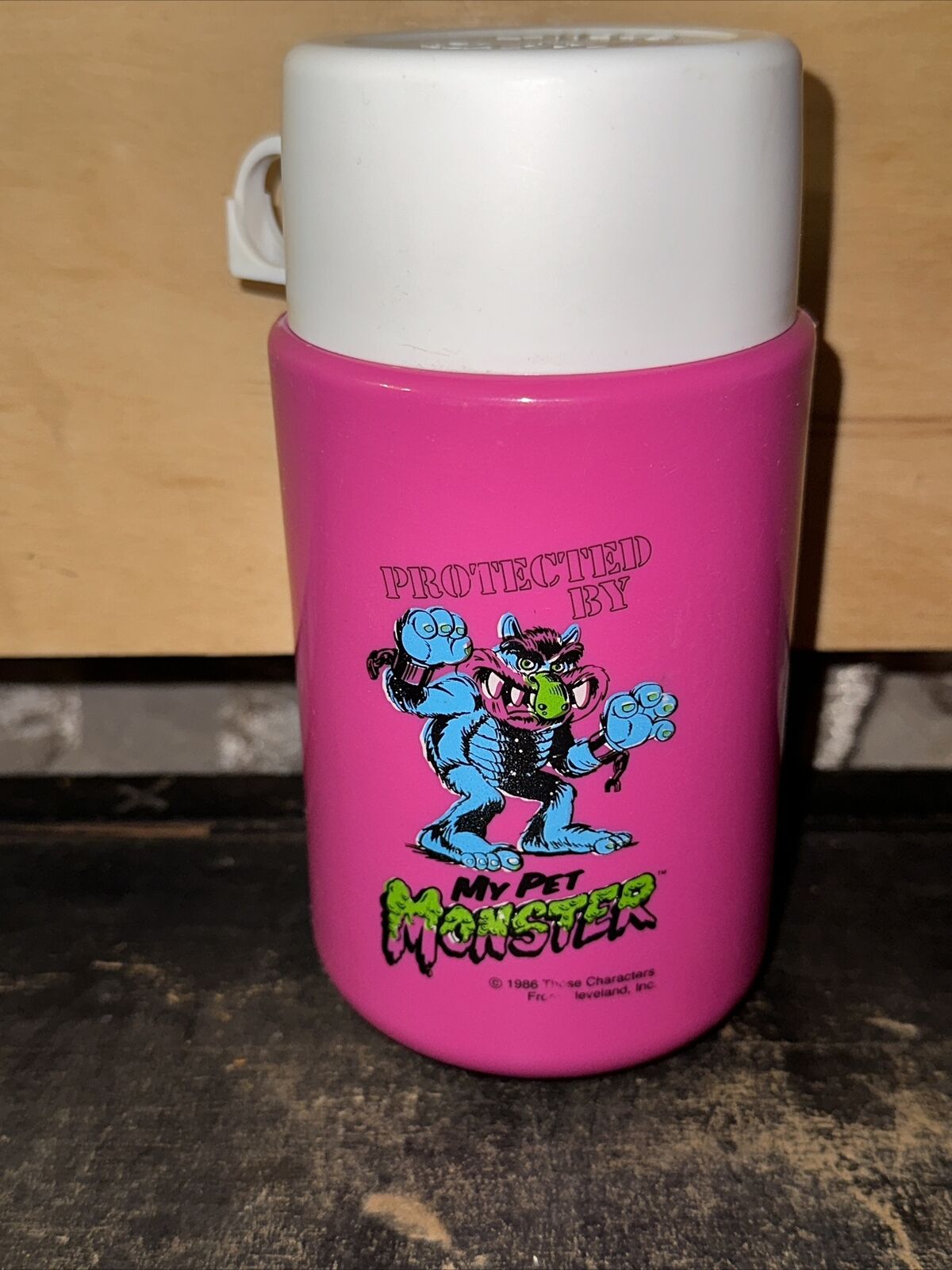 1986 My Pet Monster  Pink lunch Thermos vintage rare collectable decor 1980's