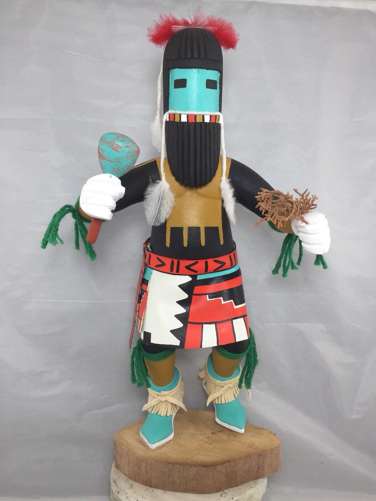 Vintage , excellent LARGE Native American CROW Carved KACHINA Doll Signed 15” H