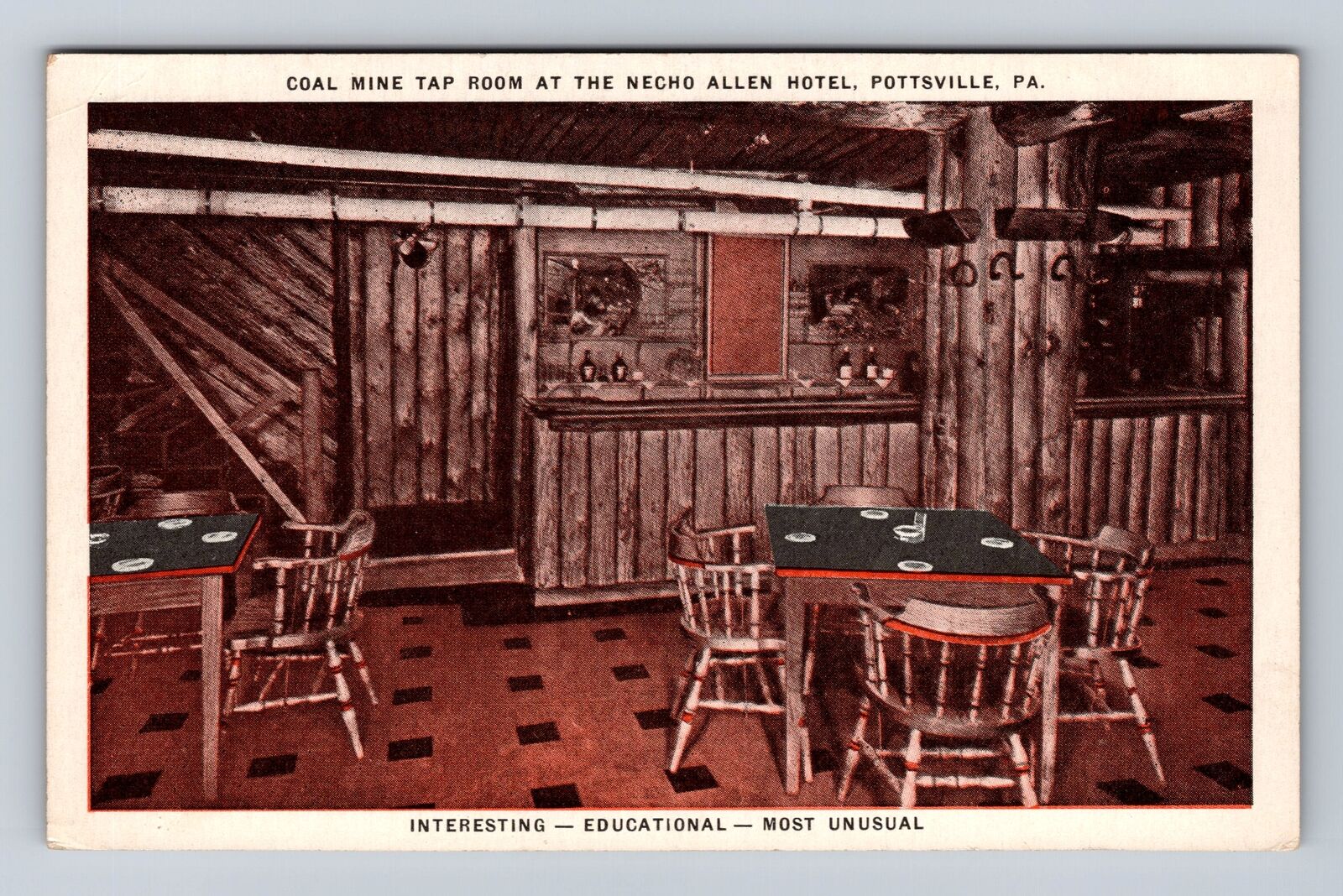Pottsville PA-Pennsylvania, Coal Mine Tap Room, Necho Allen Vintage Postcard