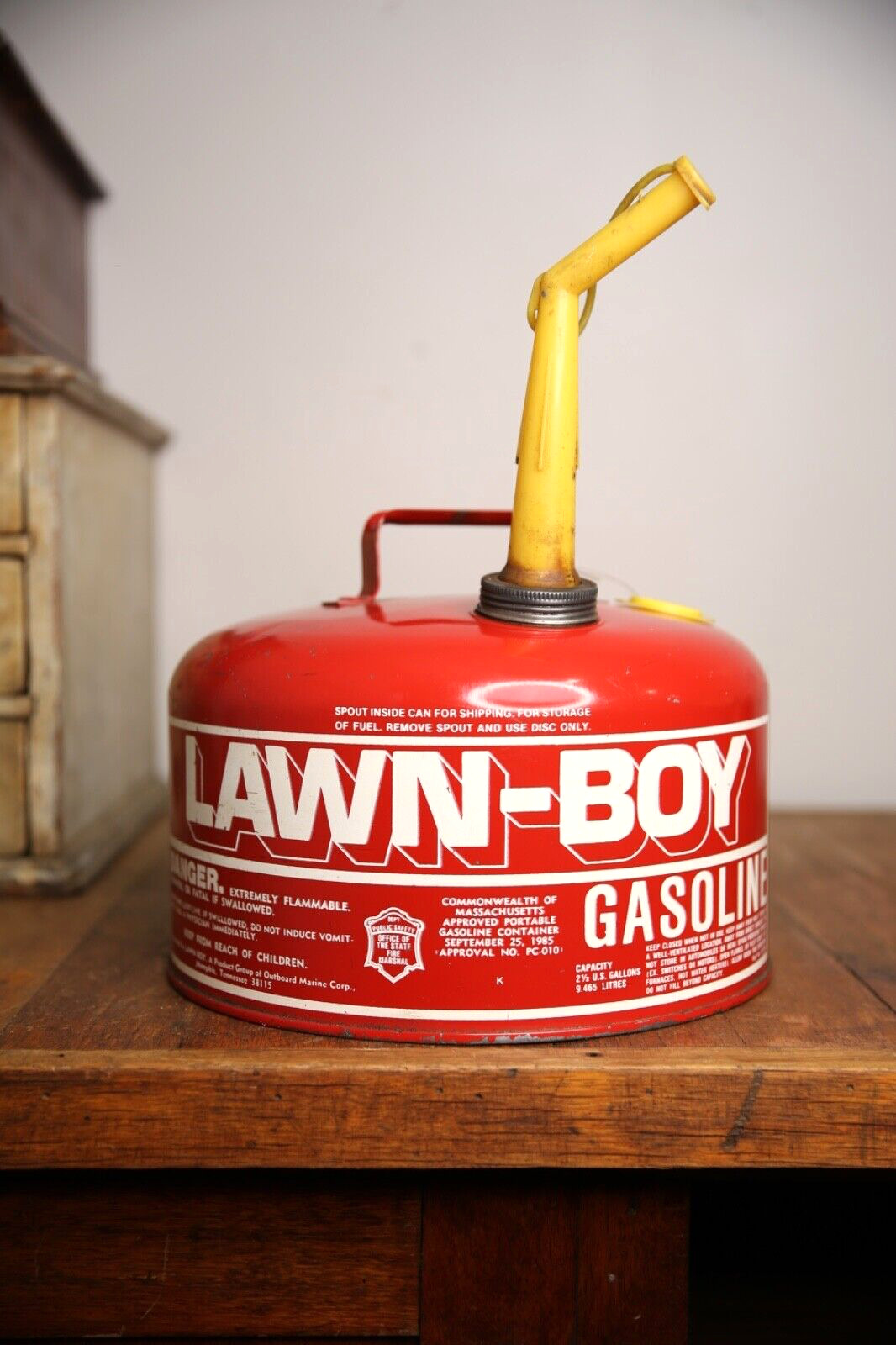 Vintage Lawn Boy 2 1/2 Gallon Metal Fuel Gas Gasoline Oil Can for mower tractor