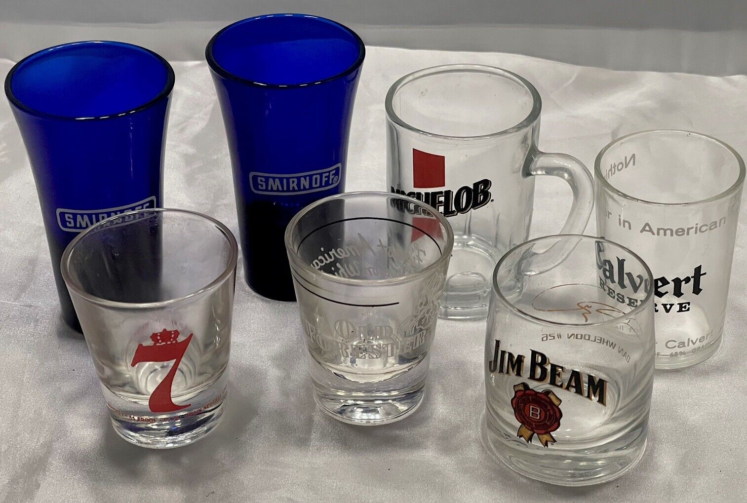 Lot Of 7 Souvenir Shot Glasses Collectibles Liquor/Beer For Man Cave Or Display