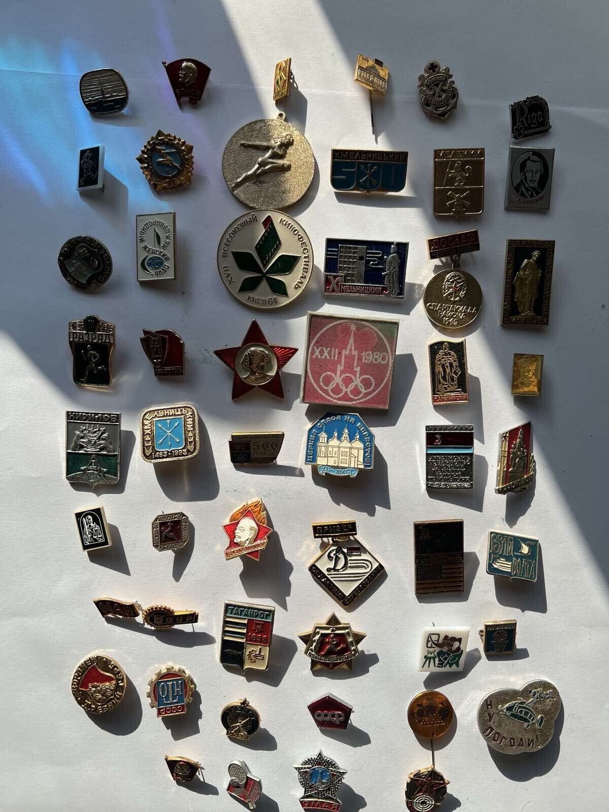 SET 52 Collection Vintage Soviet (USSR) Different Badges Pine 100% ORIGINAL