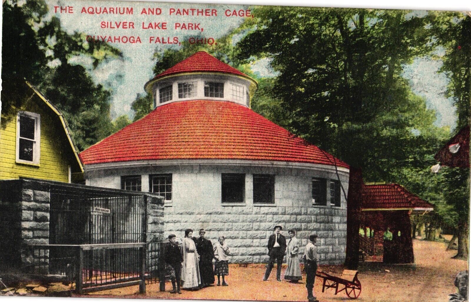 Cuyahoga Falls Ohio Postcard Silver Lake Park Aquarium Panther Cage 1907