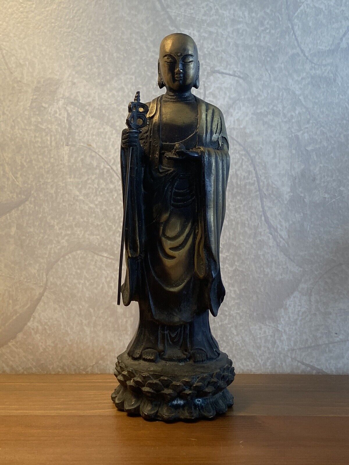 Antique Very Old Buddhism bronze  jizo Monk Bodhisattva statue