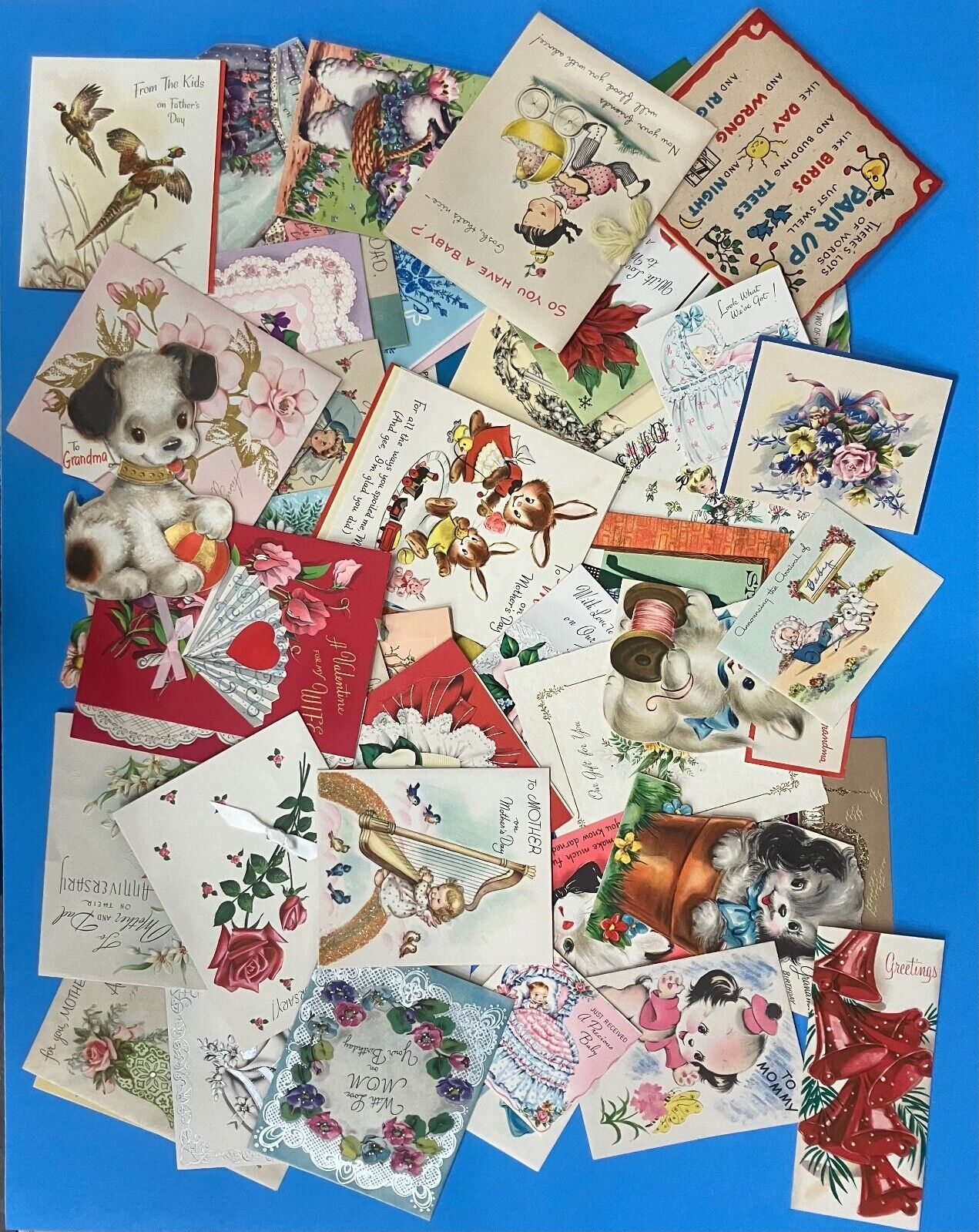 Vintage 1940\'s/50\'s Lot Of 65  Used Greeting Cards - All Occasions