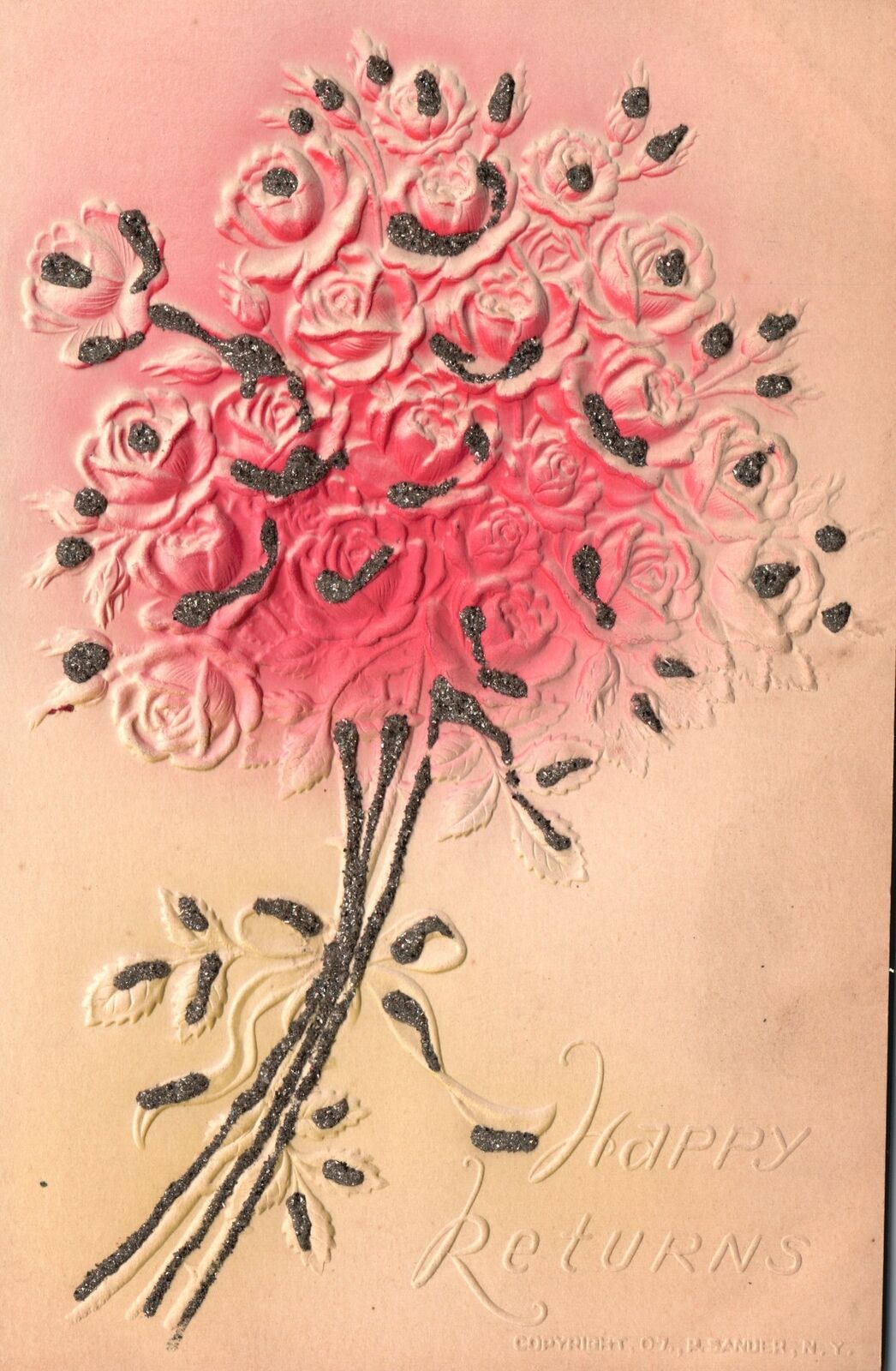Vintage Postcard Happy Returns Flower Bouquet Remembrance Souvenir Card