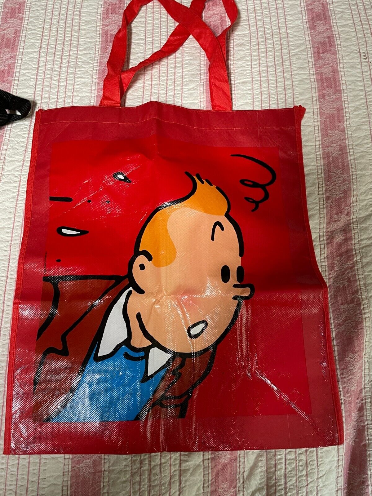 Tintin and snowy red shopper bag