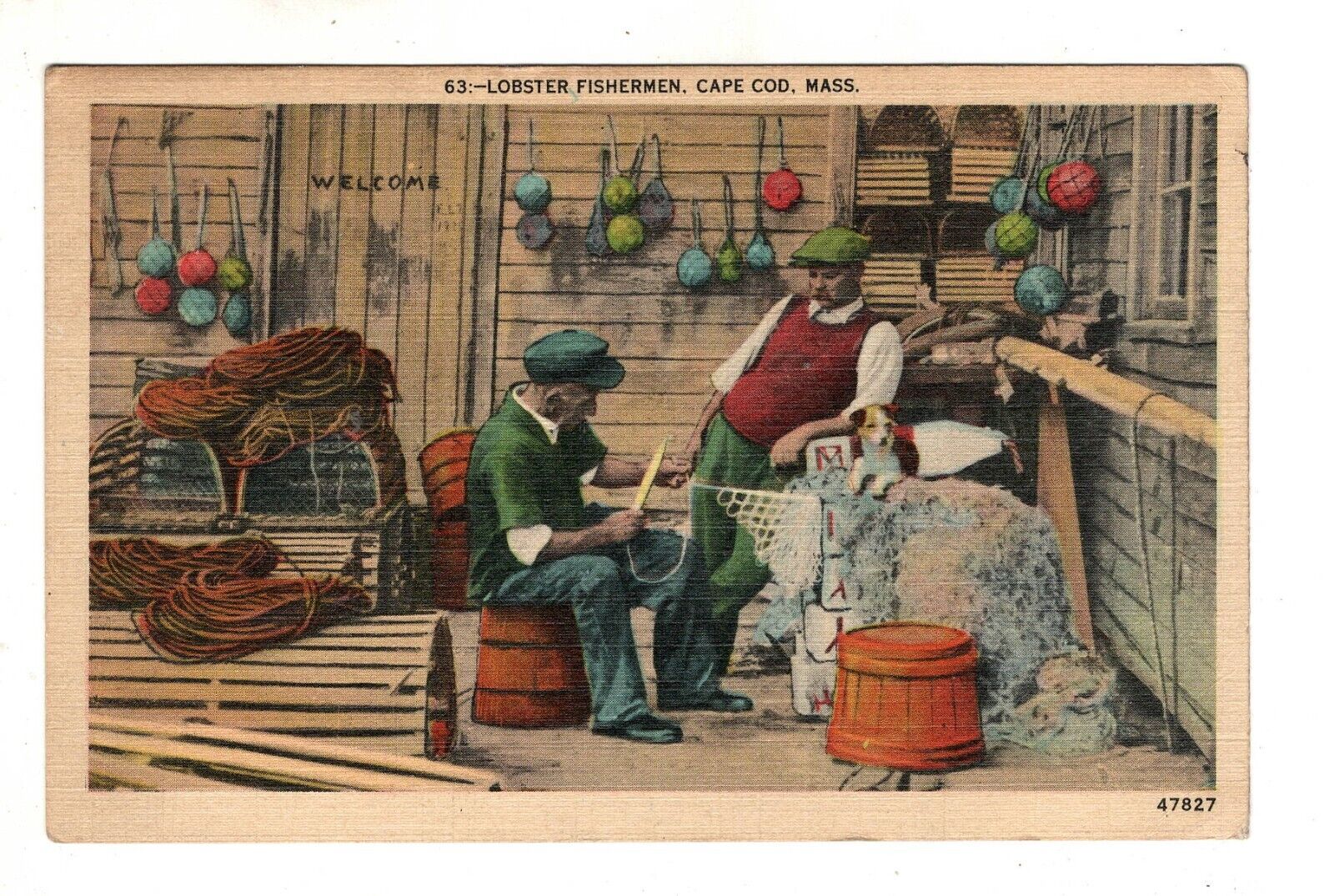 MA Lobster Fishermen Cape Cod  Vintage Postcard