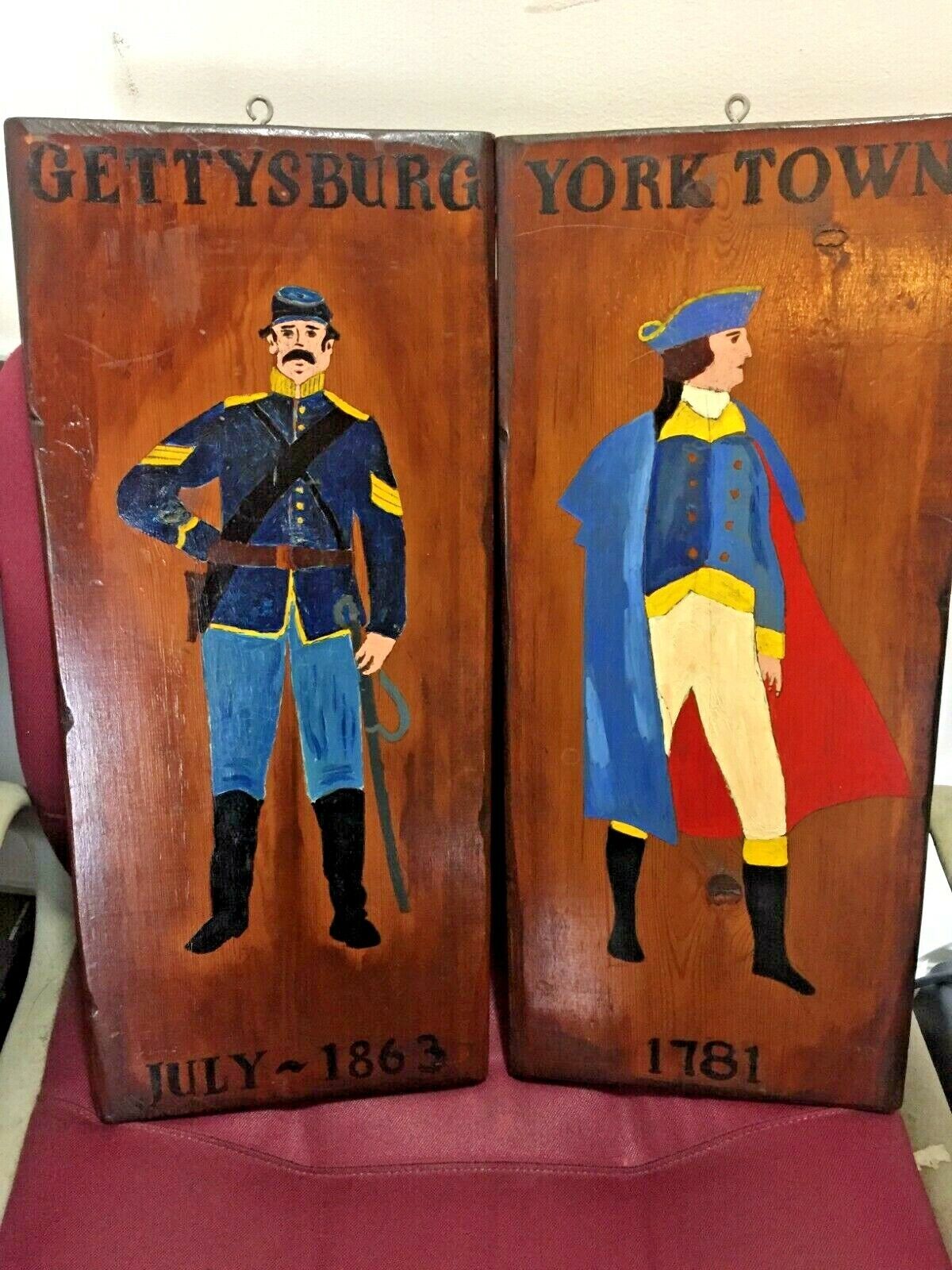 Gettysburg 1863 Yorktown 1781 wood board hand painted soldiers
