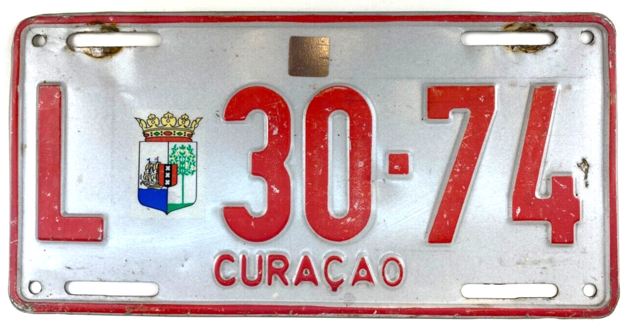 Vintage 1996 2004 Curacao Caribbean Auto License Plate Pub Wall Decor Collector